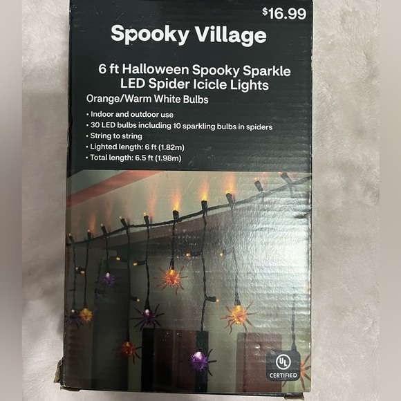 Halloween Spooky Sparkle LED Spider Icicle Lights. Indoor Outdoor Use. NWT. 6FT - Picture 1 of 3